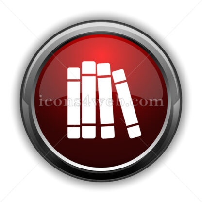 Books library icon. Red glossy web icon with shadow - Icons for website