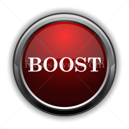 Boost icon. Red glossy web icon with shadow - Icons for website