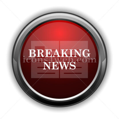 Breaking news icon. Red glossy web icon with shadow - Icons for website