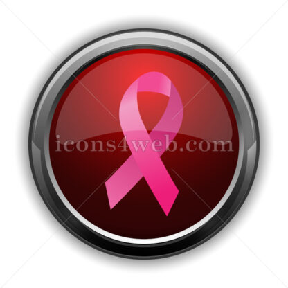 Breast cancer ribbon icon. Red glossy icon with shadow - Icons for website