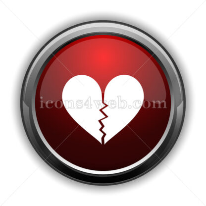 Broken heart icon. Red glossy web icon with shadow - Icons for website