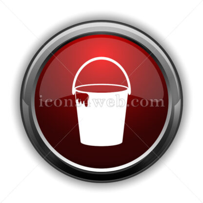 Bucket icon. Red glossy web icon with shadow - Icons for website