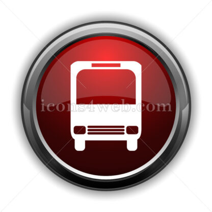 Bus icon. Red glossy web icon with shadow - Icons for website