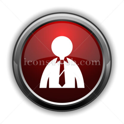 Business man icon. Red glossy web icon with shadow - Icons for website