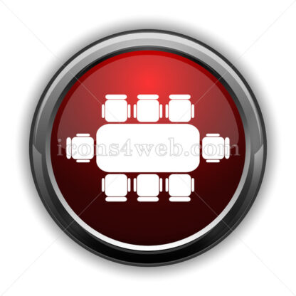 Business meeting table icon. Red glossy icon with shadow - Website icons