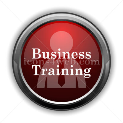 Business training icon. Red glossy web icon with shadow - Icons for website