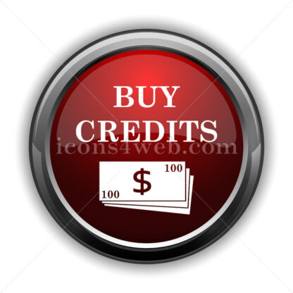 Buy credits icon. Red glossy web icon with shadow - Icons for website