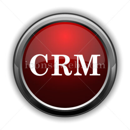 CRM icon. Red glossy web icon with shadow - Icons for website