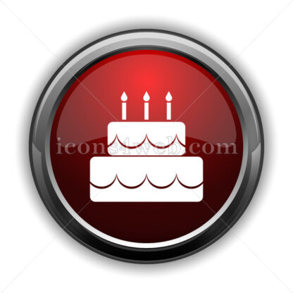 Cake icon. Red glossy web icon with shadow - Icons for website