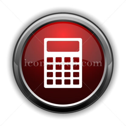 Calculator icon. Red glossy web icon with shadow - Icons for website