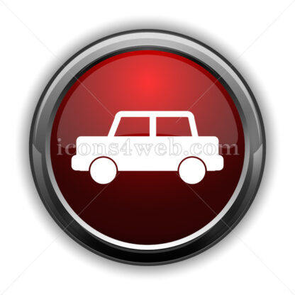 Car icon. Red glossy web icon with shadow - Icons for website