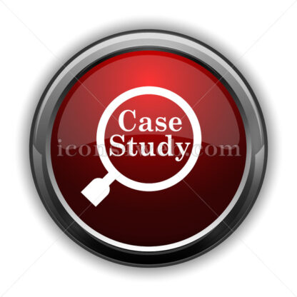 Case study icon. Red glossy web icon with shadow - Icons for website