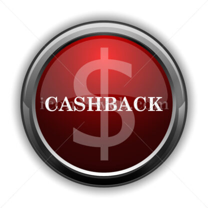 Cashback icon. Red glossy web icon with shadow - Icons for website
