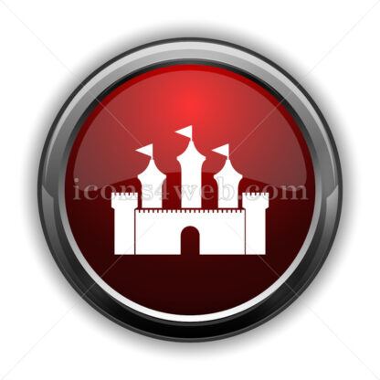 Castle icon. Red glossy web icon with shadow - Icons for website