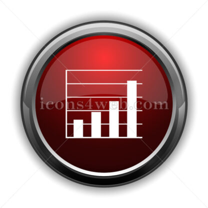 Chart bars icon. Red glossy web icon with shadow - Icons for website