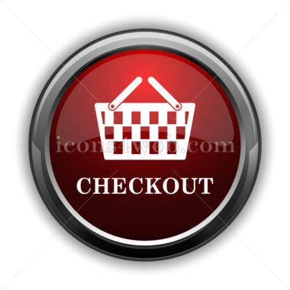 Checkout icon. Red glossy web icon with shadow - Icons for website