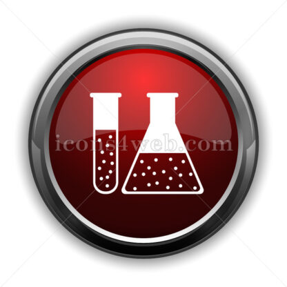 Chemistry set icon. Red glossy web icon with shadow - Icons for website