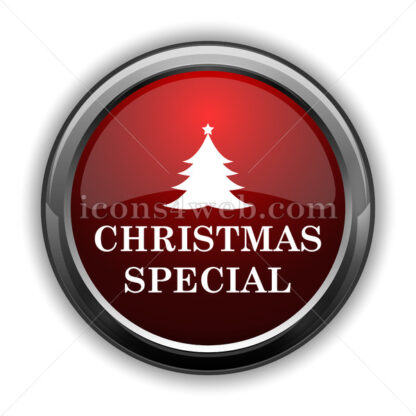 Christmas special icon. Red glossy web icon with shadow - Icons for website
