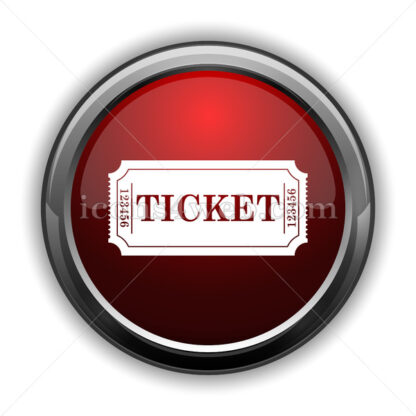 Cinema ticket icon. Red glossy web icon with shadow - Icons for website