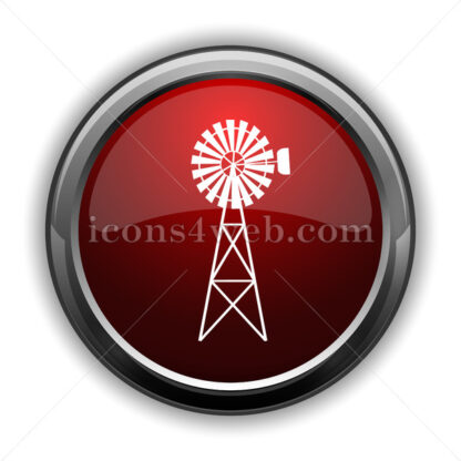 Classic windmill icon. Red glossy web icon with shadow - Icons for website