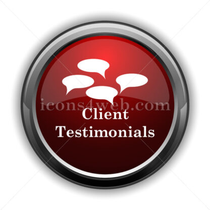 Client testimonials icon. Red glossy web icon with shadow - Icons for website