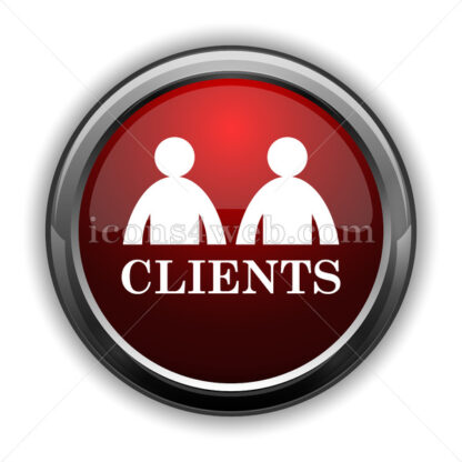 Clients icon. Red glossy web icon with shadow - Icons for website
