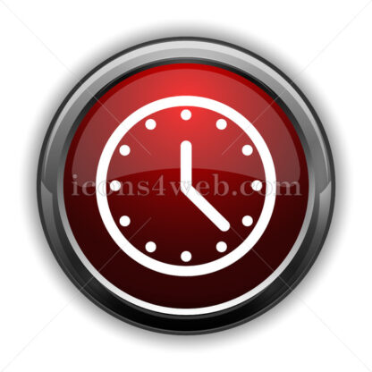 Clock icon. Red glossy web icon with shadow - Icons for website