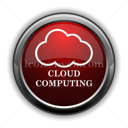 Cloud computing icon. Red glossy web icon with shadow - Icons for website
