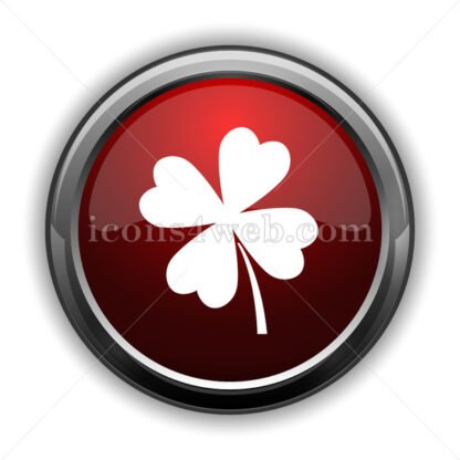 Clover icon. Red glossy web icon with shadow - Icons for website