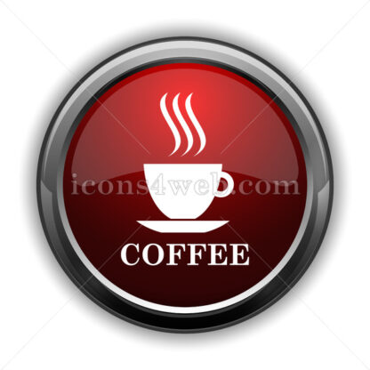 Coffee cup icon. Red glossy web icon with shadow - Icons for website