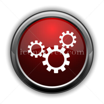 Cogs icon. Red glossy web icon with shadow - Website icons