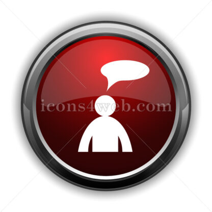 Comments – man with bubble icon. Red glossy web icon - Website icons