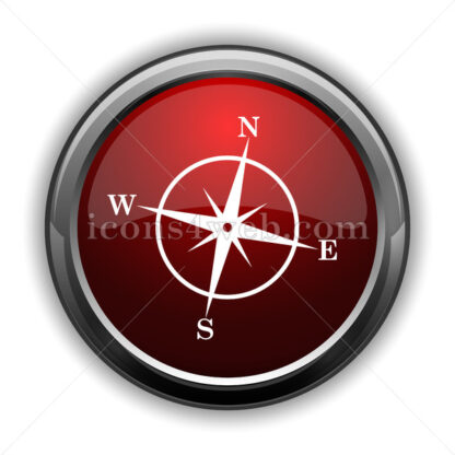 Compass icon. Red glossy web icon with shadow - Icons for website