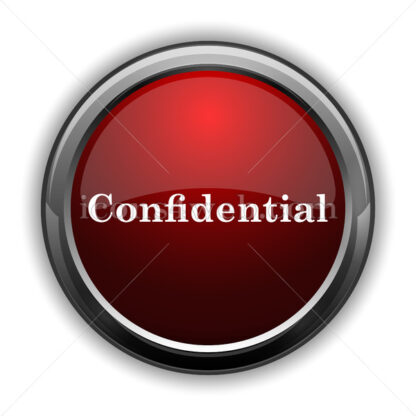Confidential icon. Red glossy web icon with shadow - Icons for website