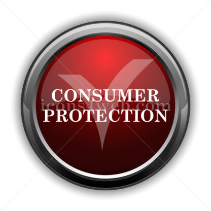 Consumer protection icon. Red glossy web icon with shadow - Website icons