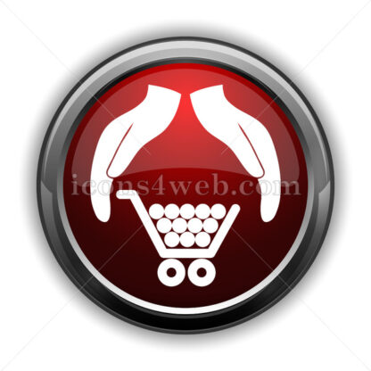 Consumer protection, protecting hands icon. Red web icon - Website icons