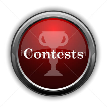 Contests icon. Red glossy web icon with shadow - Icons for website