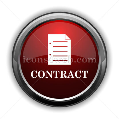 Contract icon. Red glossy web icon with shadow - Icons for website