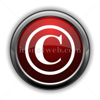 Copyright icon. Red glossy web icon with shadow - Icons for website
