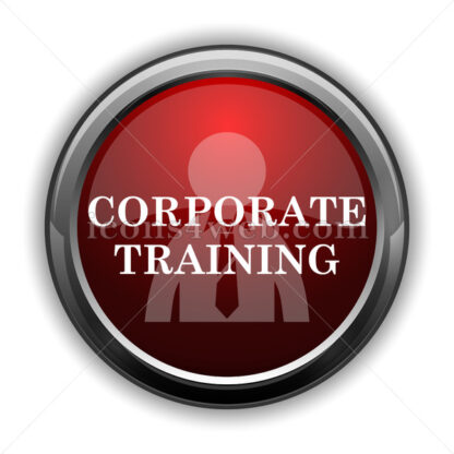 Corporate training icon. Red glossy web icon with shadow - Website icons