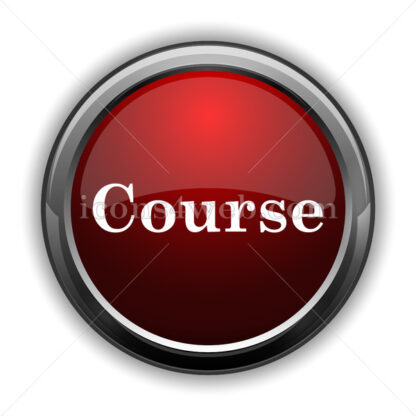 Course icon. Red glossy web icon with shadow - Icons for website