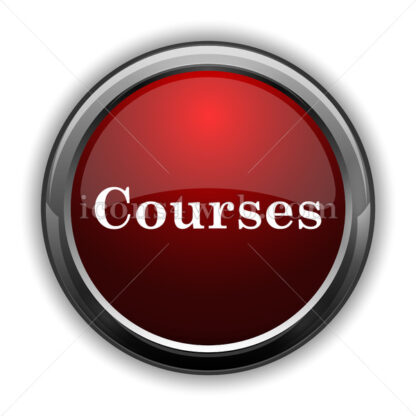 Courses icon. Red glossy web icon with shadow - Icons for website