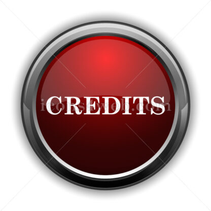 Credits icon. Red glossy web icon with shadow - Icons for website