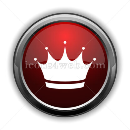 Crown icon. Red glossy web icon with shadow - Icons for website
