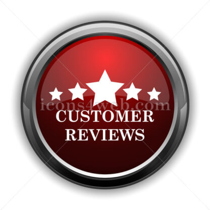 Customer reviews icon. Red glossy web icon with shadow - Website icons
