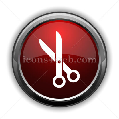 Cut icon. Red glossy web icon with shadow - Icons for website