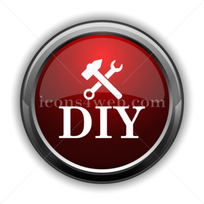 DIY icon. Red glossy web icon with shadow - Icons for website