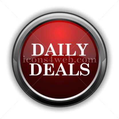 Daily deals icon. Red glossy web icon with shadow - Icons for website
