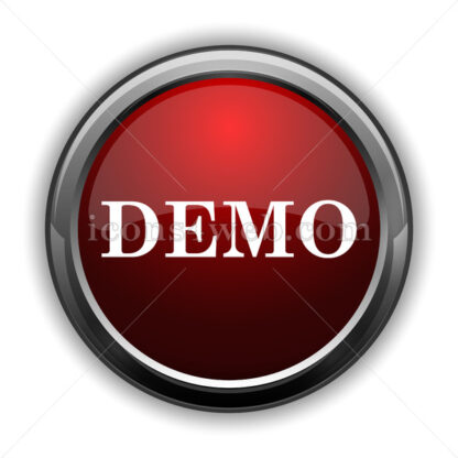 Demo icon. Red glossy web icon with shadow - Icons for website