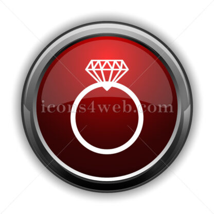 Diamond ring icon. Red glossy web icon with shadow - Website icons